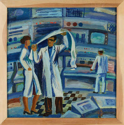 Владыкин Владимир Викторович, Савостюк Олег Михайлович. Эскиз панно «Ученые-кибернетики»